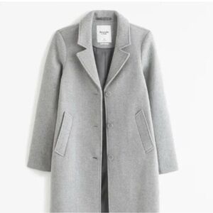 Abercrombie & Fitch Light Gray Wool-Blend Long Coat